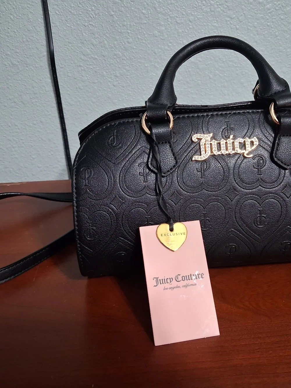 Juicy Couture Black Embossed Dome Satchel